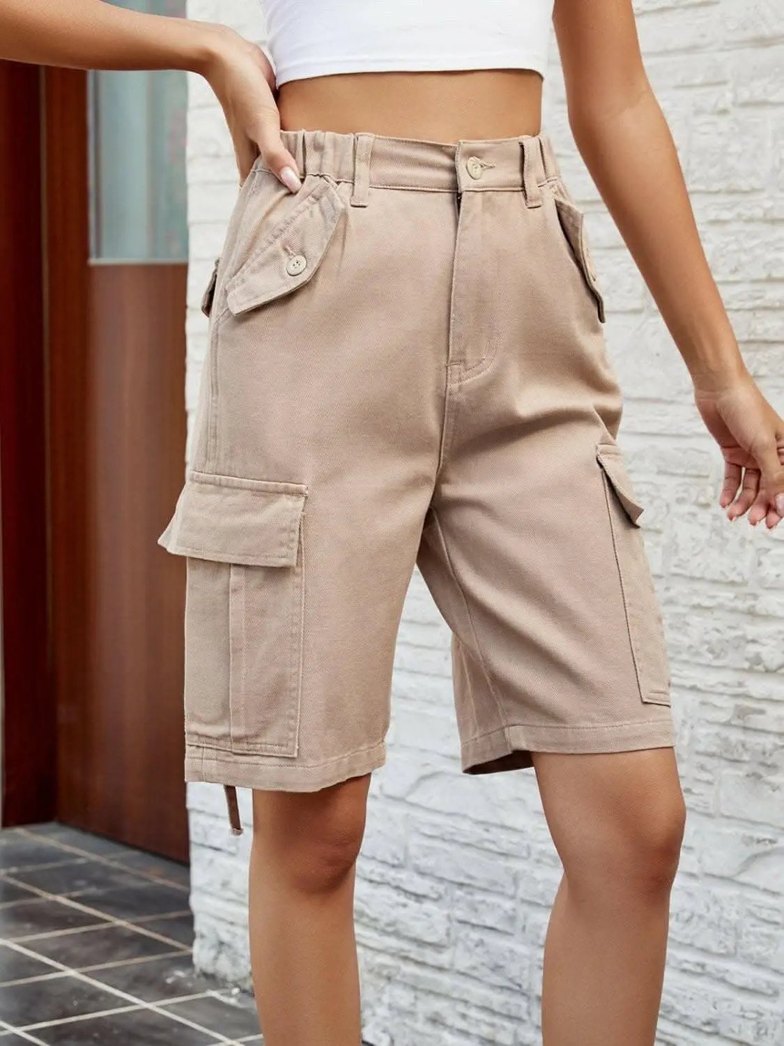 Chic high-rise denim shorts - Love Salve